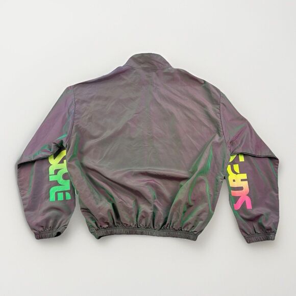 Y2K Surf Style Retro Windbreaker Iridescent Interplanetary Quarter Zip Size L - Picture 3 of 8